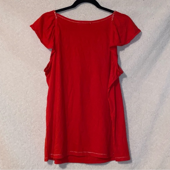 Red Ruffled Rhinestone Top 💋 - Picture 2 of 3